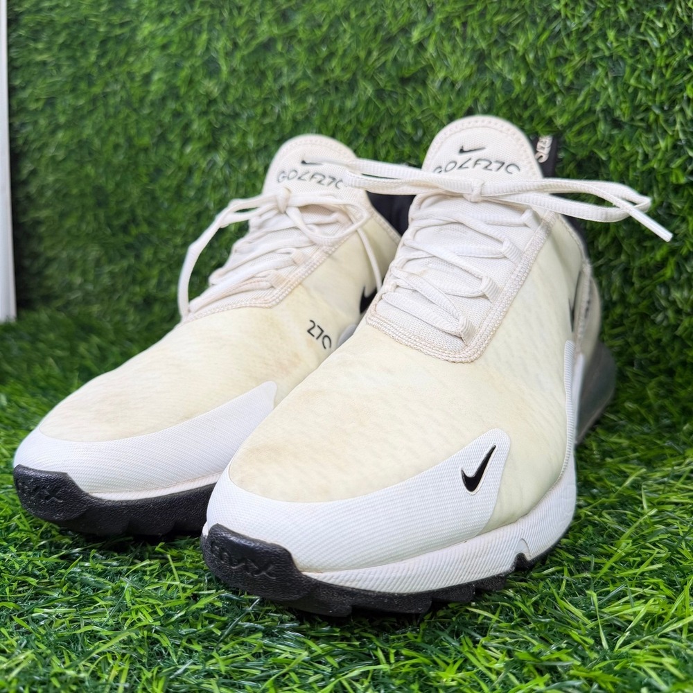 Nike Air Max 270 Golf Mens 11 White Black Spikeless Shoes CK6483-102 Sneaker
